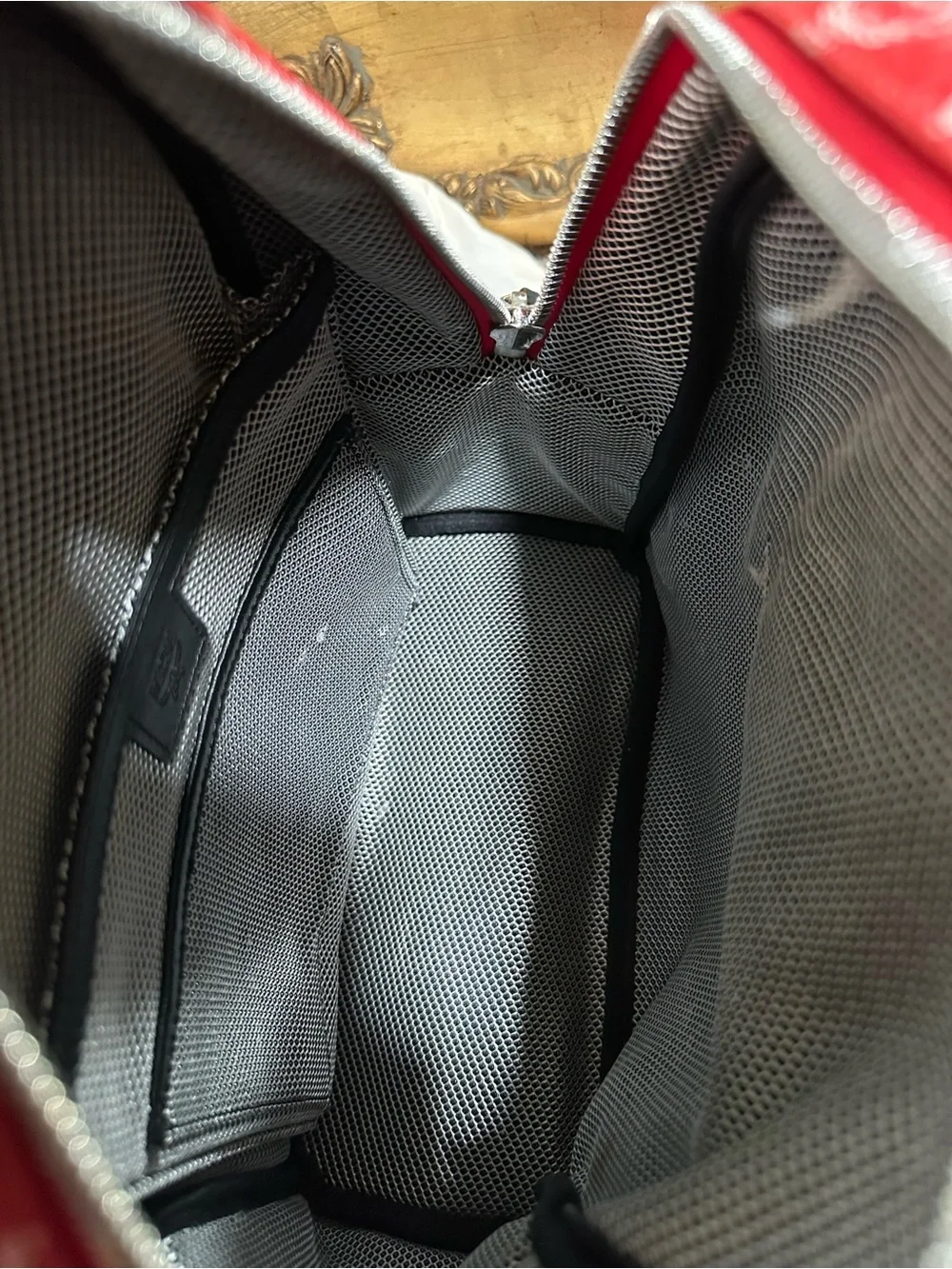 Worn Once MCM Stark Backpack in White Visetos Viva Red Stud